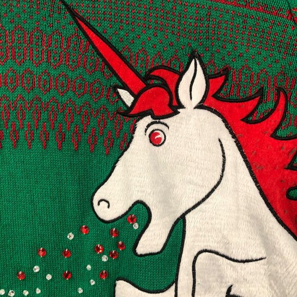 Ugly Christmas Sweater XXL Christmas Unicorn Sweater Mens 100% Cotton 3-D rhines - Picture 3 of 8